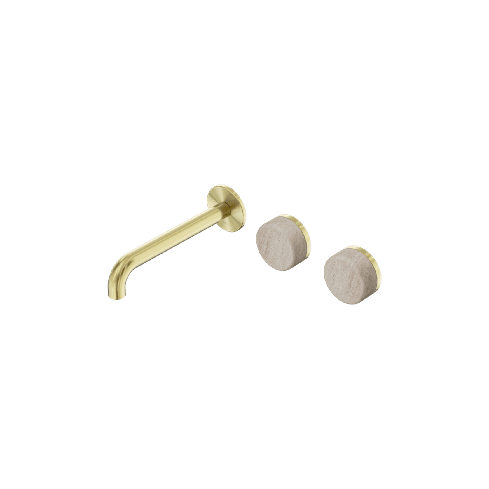 Serenity Wall Basin Set 220mm Offset Spout With Rome Travertine Handle Brushed Gold gallery detail image