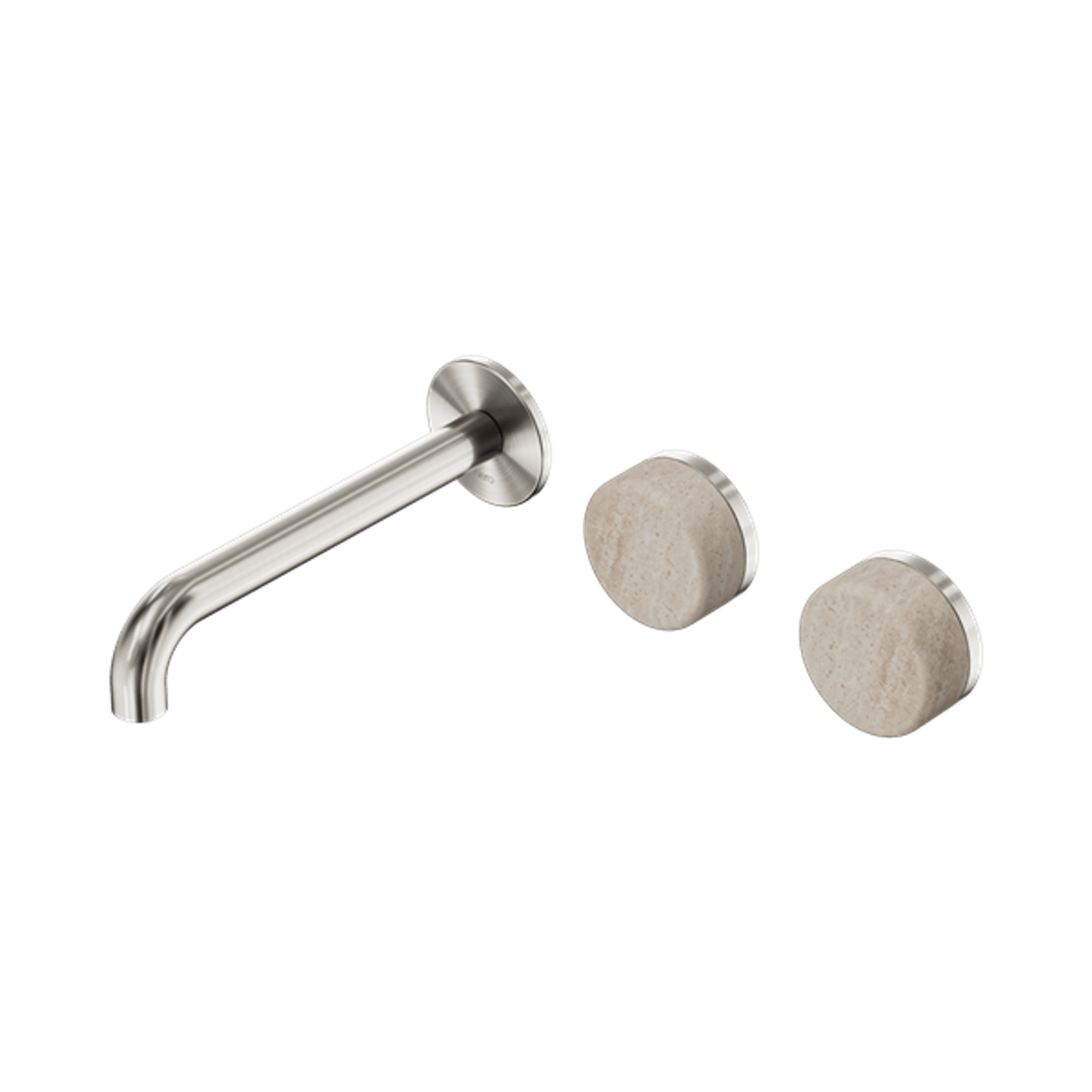 Serenity Wall Basin Set 220mm Offset Spout With Rome Travertine Handle Brushed Nickel gallery detail image