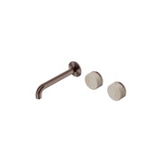 Serenity Wall Basin Set 185mm Offset Spout With Rome Travertine Handle Brushed Bronze gallery detail image