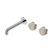 Serenity Wall Basin Set 160mm Offset Spout With Rome Travertine Handle Chrome gallery detail image