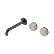 Serenity Wall Basin Set 220mm Offset Spout With Rome Travertine Handle Gun Metal gallery detail image