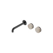 Serenity Wall Basin Set 220mm Offset Spout With Rome Travertine Handle Gun Metal gallery detail image