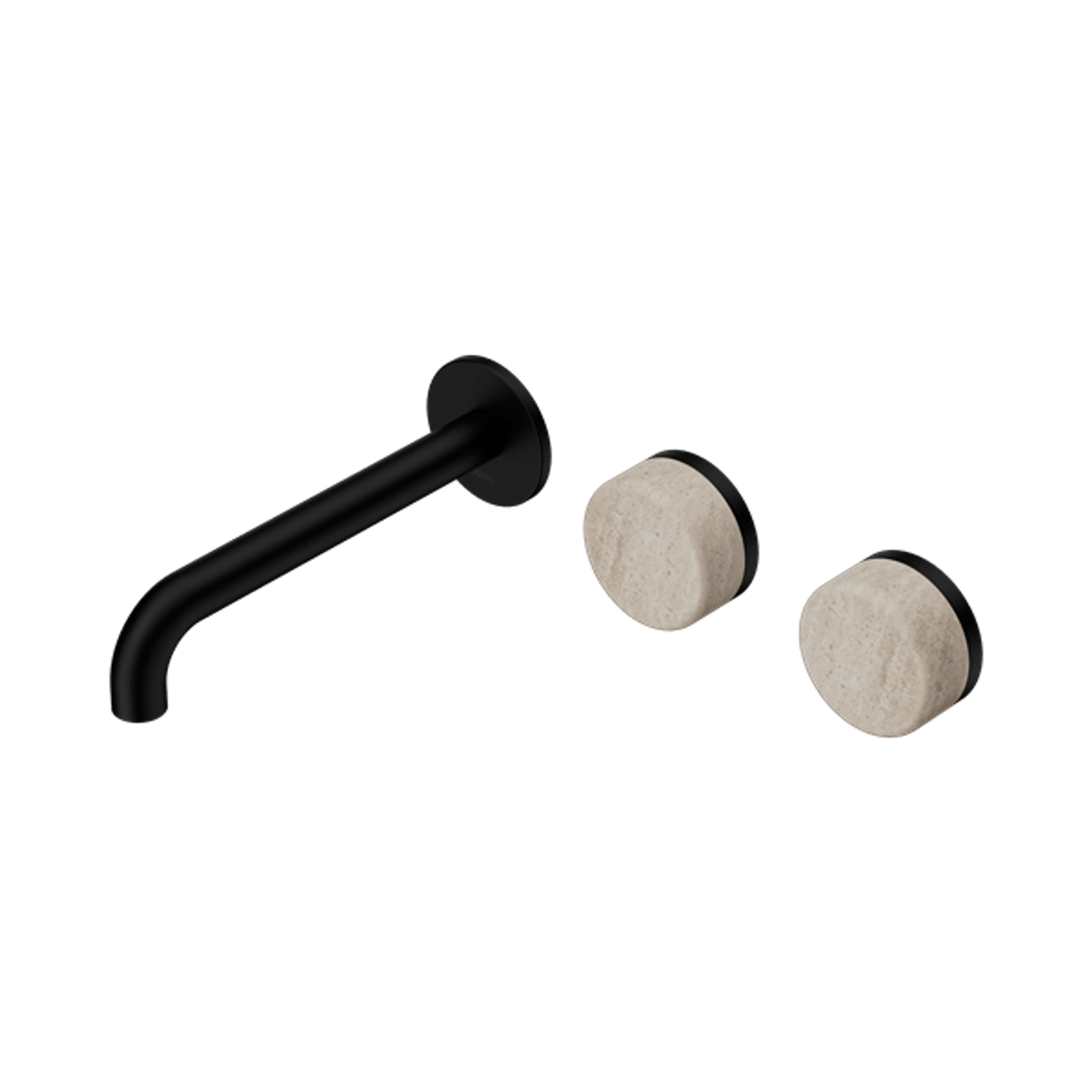 Serenity Wall Basin Set 160mm Offset Spout With Rome Travertine Handle Matte Black gallery detail image