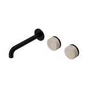 Serenity Wall Basin Set 160mm Offset Spout With Rome Travertine Handle Matte Black gallery detail image