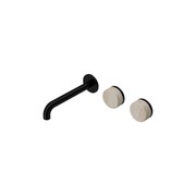Serenity Wall Basin Set 220mm Offset Spout With Rome Travertine Handle Matte Black gallery detail image