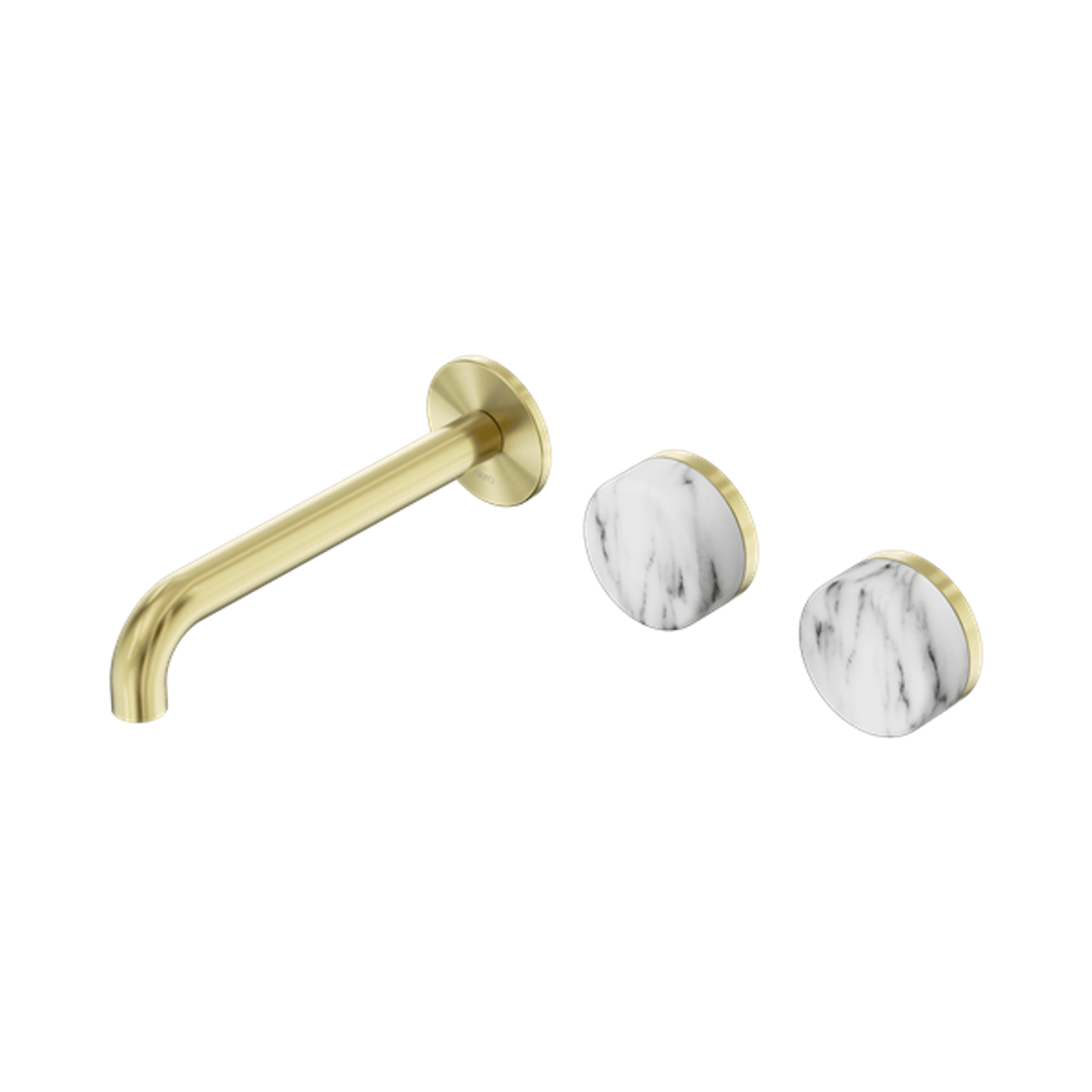 Serenity Wall Basin Set 185mm Offset Spout With Arabescato Corchia Handle Brushed Gold gallery detail image