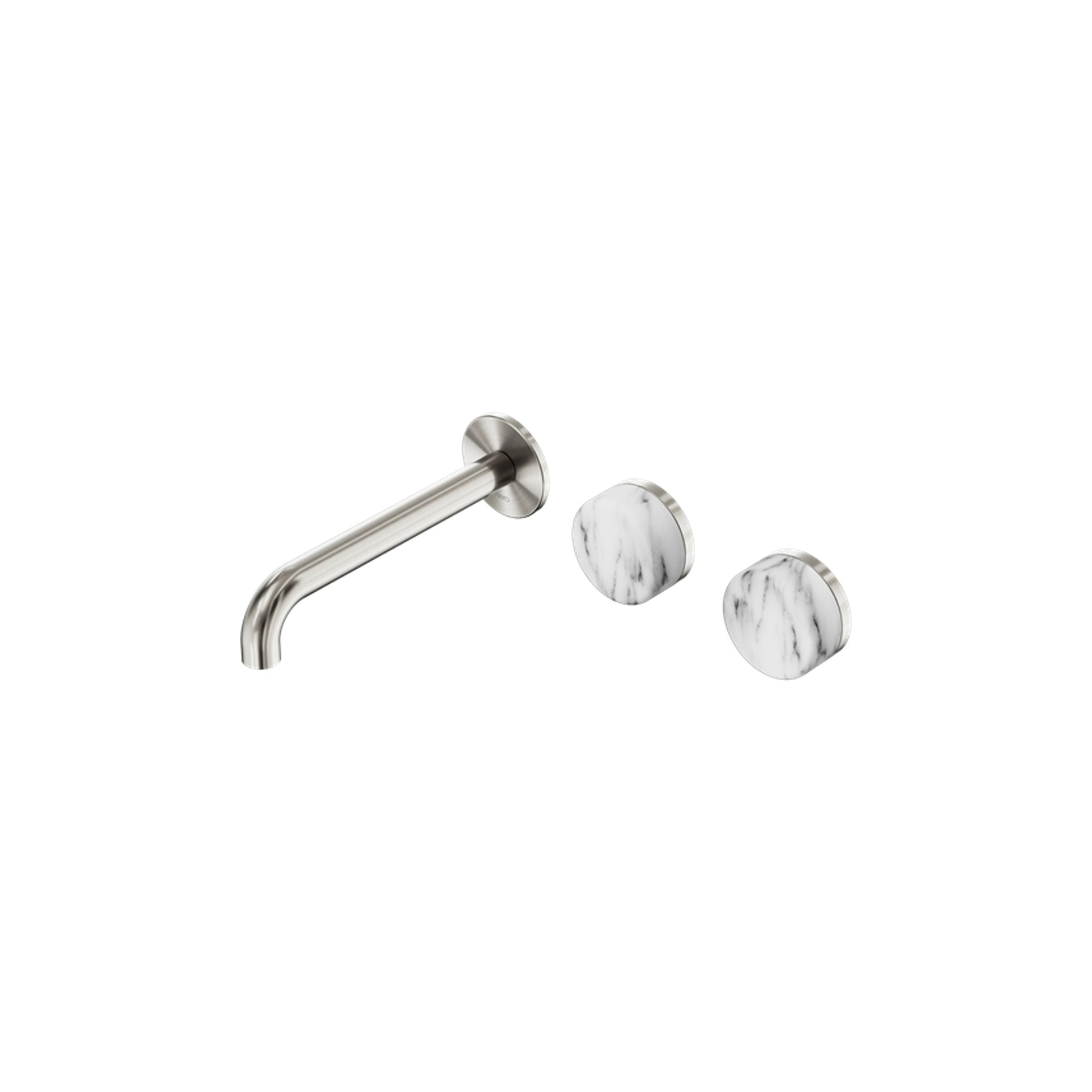 Serenity Wall Basin Set 160mm Offset Spout With Arabescato Corchia Handle Brushed Nickel gallery detail image