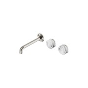 Serenity Wall Basin Set 160mm Offset Spout With Arabescato Corchia Handle Brushed Nickel gallery detail image