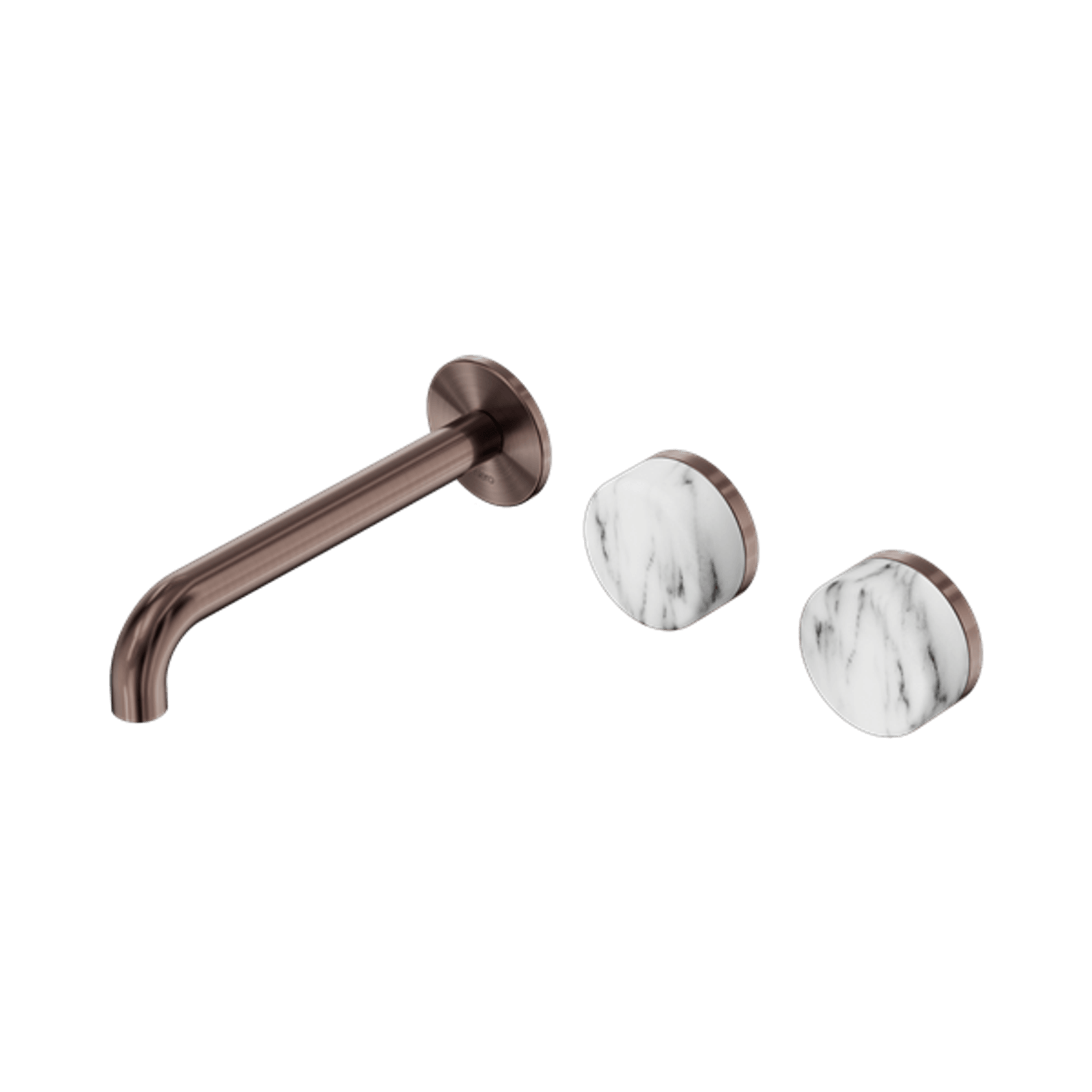 Serenity Wall Basin Set 220mm Offset Spout With Arabescato Corchia Handle Brushed Bronze gallery detail image