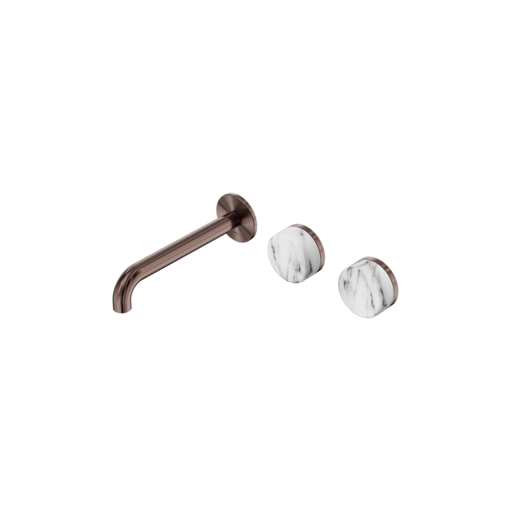 Serenity Wall Basin Set 185mm Offset Spout With Arabescato Corchia Handle Brushed Bronze gallery detail image