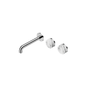 Serenity Wall Basin Set 185mm Offset Spout With Arabescato Corchia Handle Chrome gallery detail image