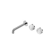 Serenity Wall Basin Set 220mm Offset Spout With Arabescato Corchia Handle Chrome gallery detail image