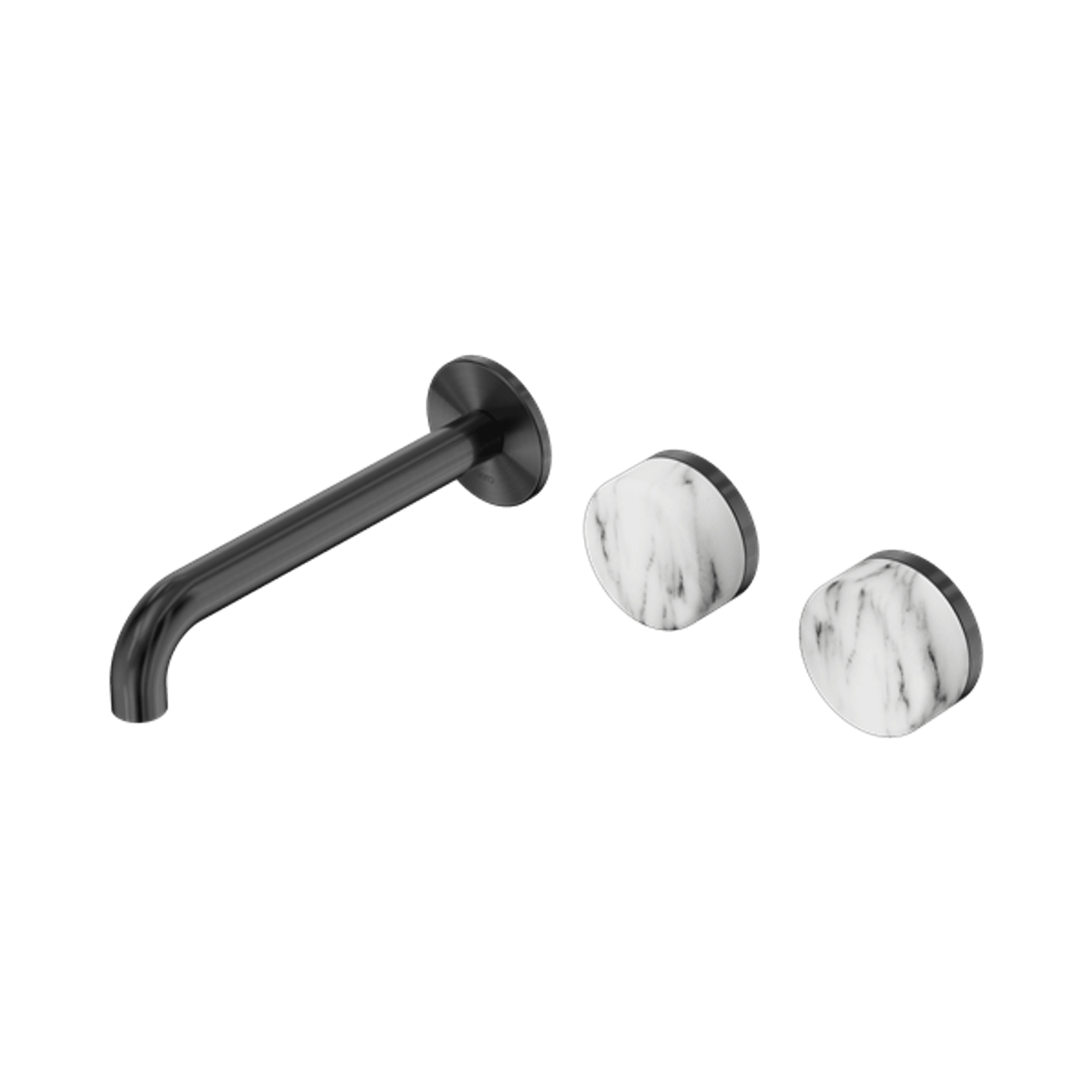 Serenity Wall Basin Set 185mm Offset Spout With Arabescato Corchia Handle Gun Metal gallery detail image
