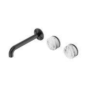 Serenity Wall Basin Set 185mm Offset Spout With Arabescato Corchia Handle Gun Metal gallery detail image