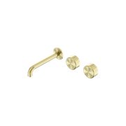 Serenity Wall Basin Set 185mm Offset Spout With Metal Handle Brushed Gold gallery detail image