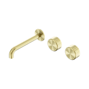 Serenity Wall Basin Set 160mm Offset Spout With Metal Handle Brushed Gold gallery detail image