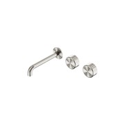 Serenity Wall Basin Set 220mm Offset Spout With Metal Handle Brushed Nickel gallery detail image