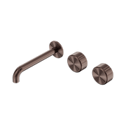 Serenity Wall Basin Set 185mm Offset Spout With Metal Handle Brushed Bronze gallery detail image