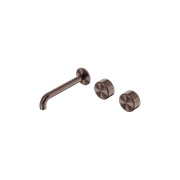 Serenity Wall Basin Set 160mm Offset Spout With Metal Handle Brushed Bronze gallery detail image