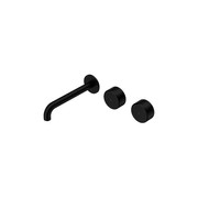 Serenity Wall Basin Set 220mm Offset Spout With Metal Handle Matte Black gallery detail image
