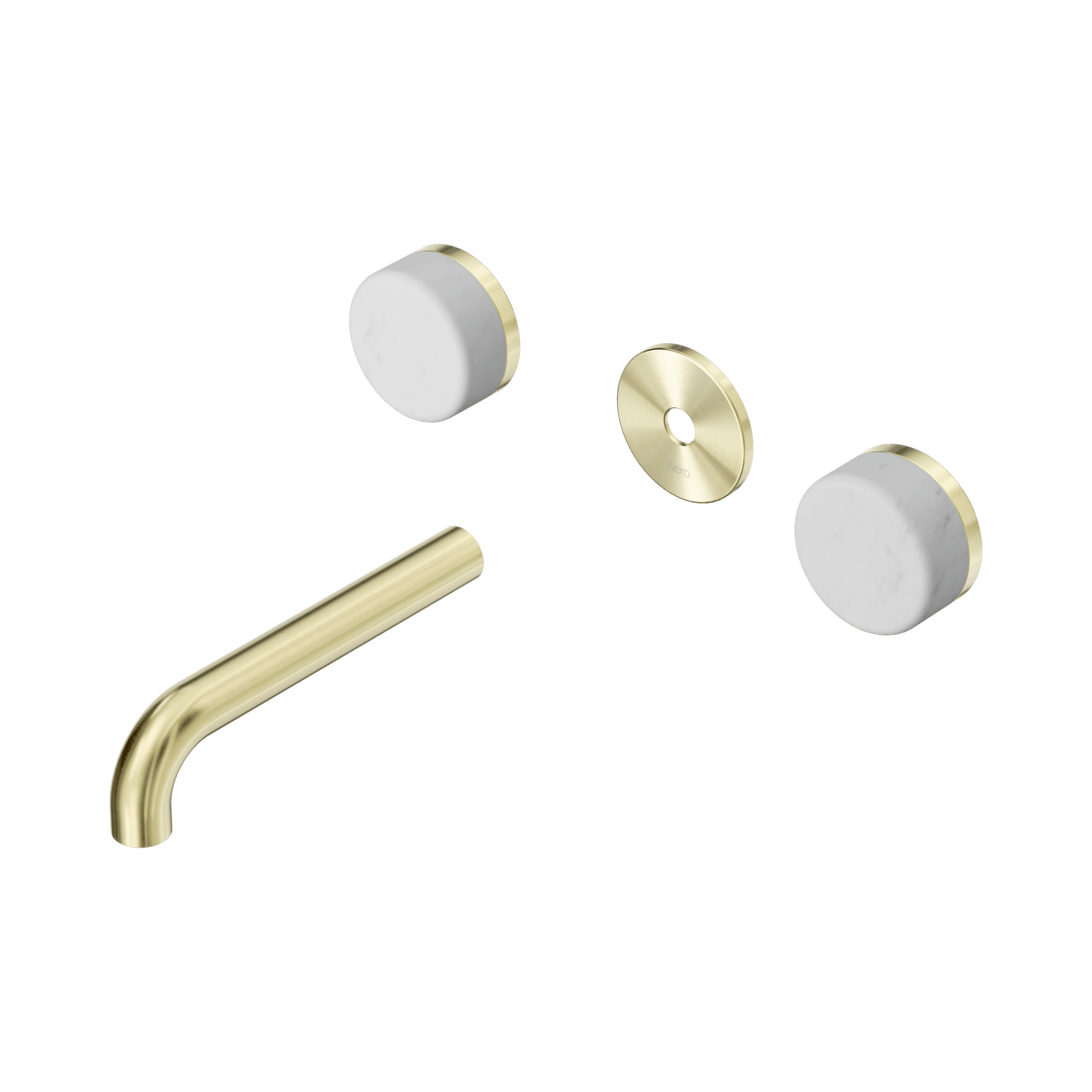 Serenity Wall Basin 160mm Spout + Carrara Handle Brushed Gold gallery detail image