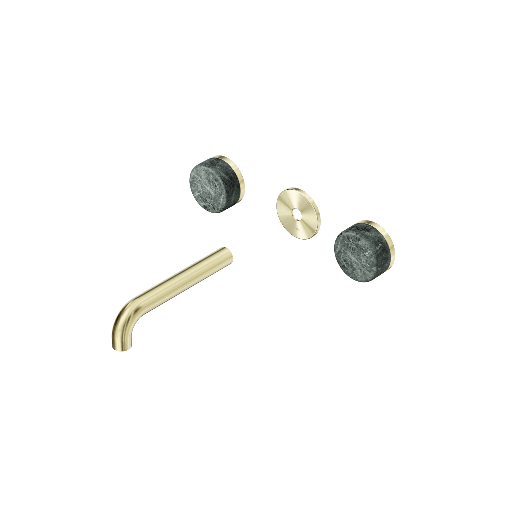 Serenity Wall Basin 160mm Spout + Verde Alpi Handle Brushed Gold gallery detail image