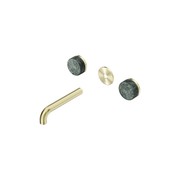Serenity Wall Basin 160mm Spout + Verde Alpi Handle Brushed Gold gallery detail image