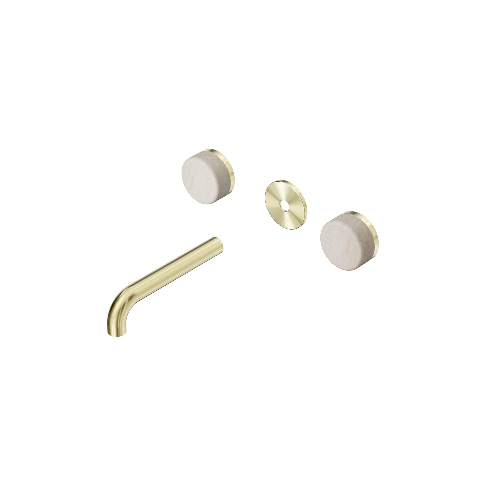 Serenity Wall Basin 160mm Spout + Rome Travertine Handle Brushed Gold gallery detail image