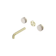 Serenity Wall Basin 160mm Spout + Rome Travertine Handle Brushed Gold gallery detail image