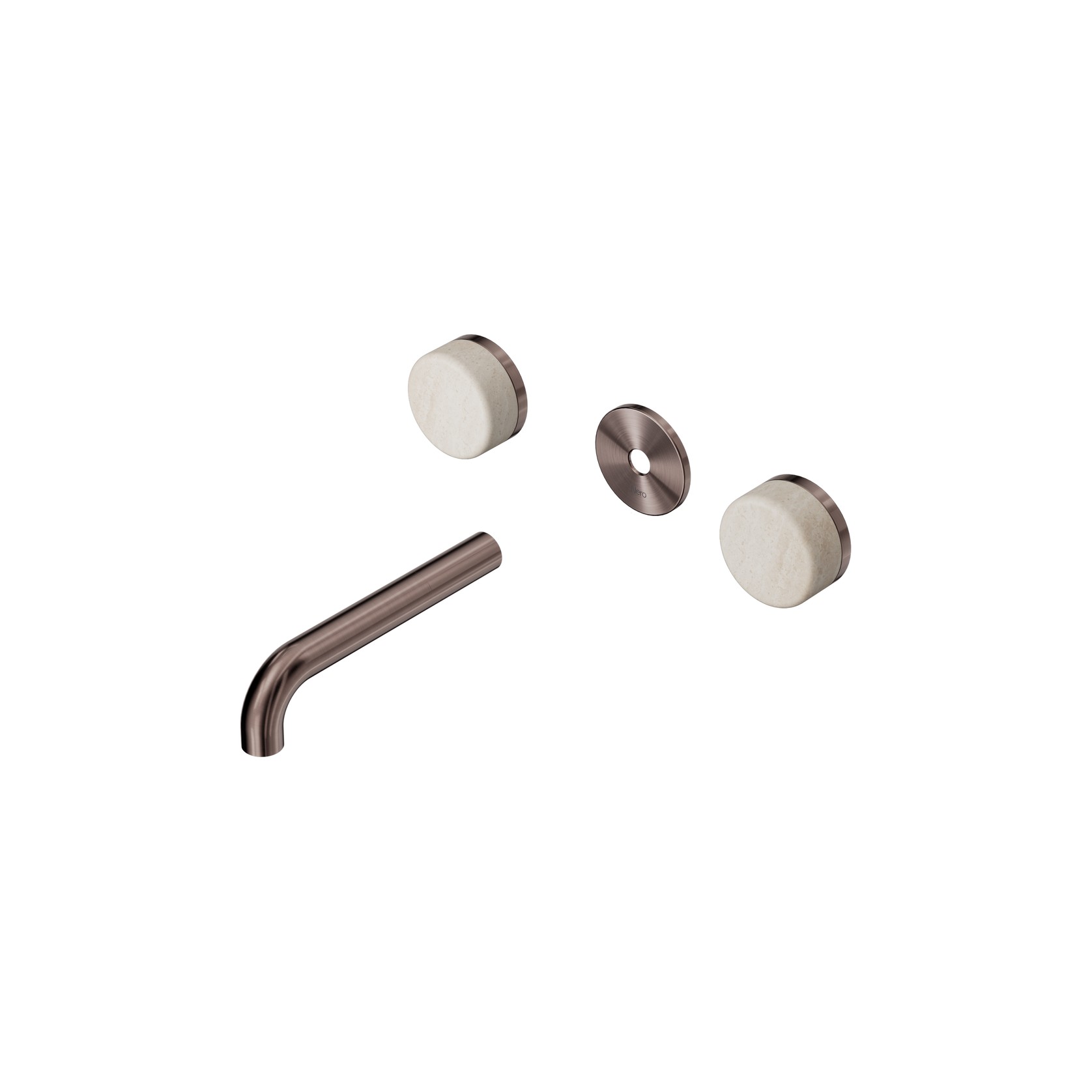 Serenity Wall Basin 160mm Spout + Rome Travertine Handle Brushed Bronze gallery detail image