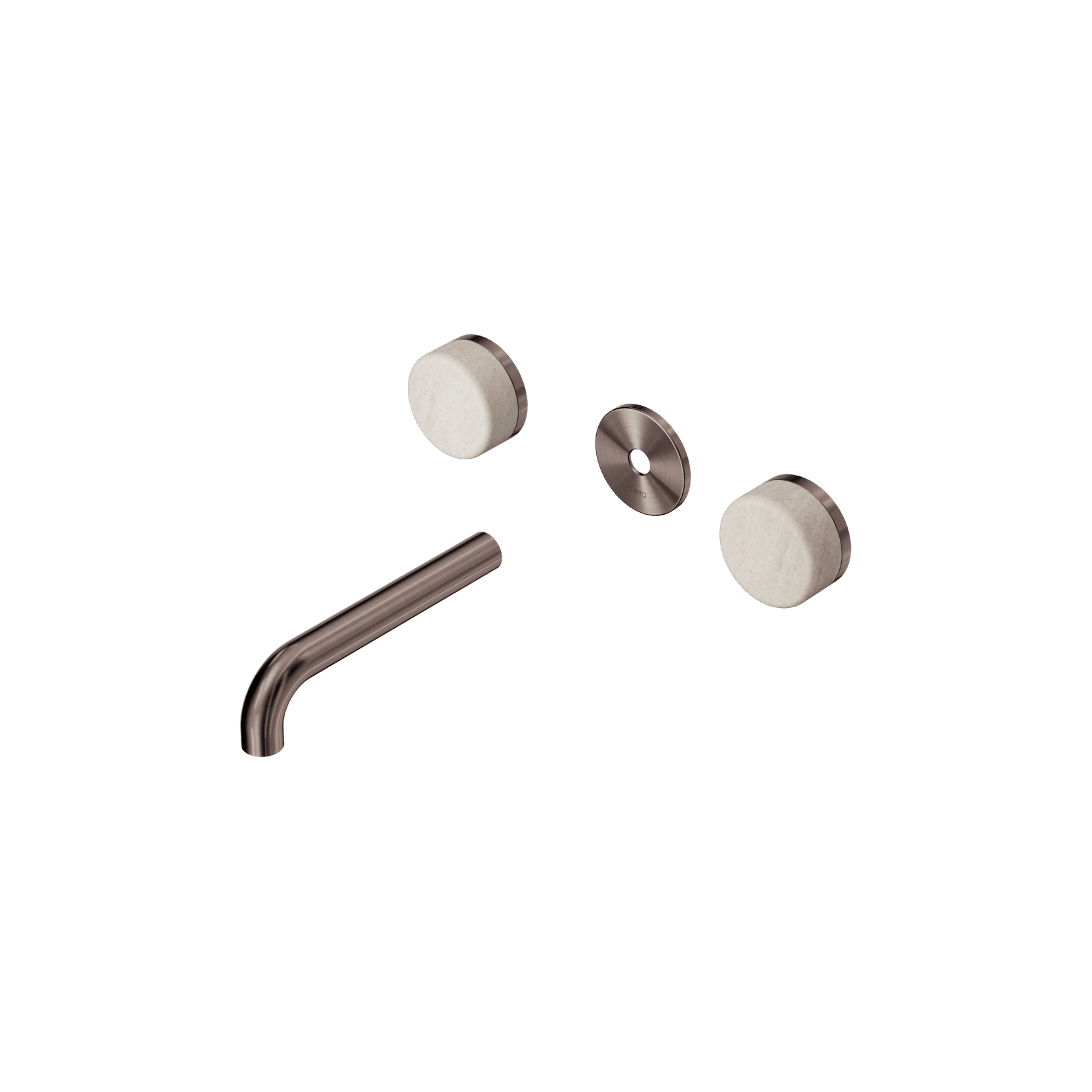 Serenity Wall Basin 160mm Spout + Rome Travertine Handle Brushed Bronze gallery detail image