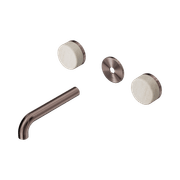 Serenity Wall Basin 160mm Spout + Rome Travertine Handle Brushed Bronze gallery detail image