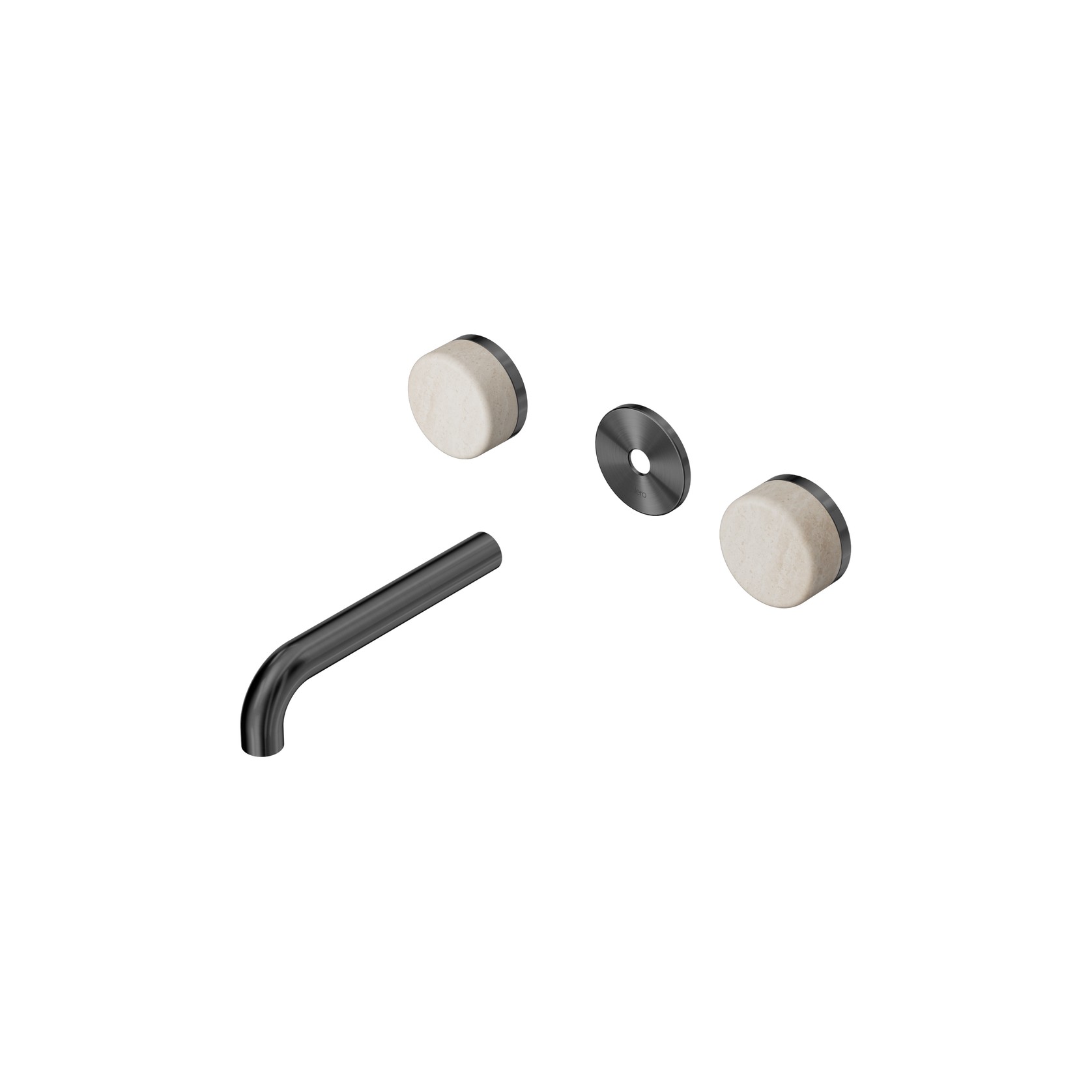Serenity Wall Basin 160mm Spout + Rome Travertine Handle Gun Metal gallery detail image