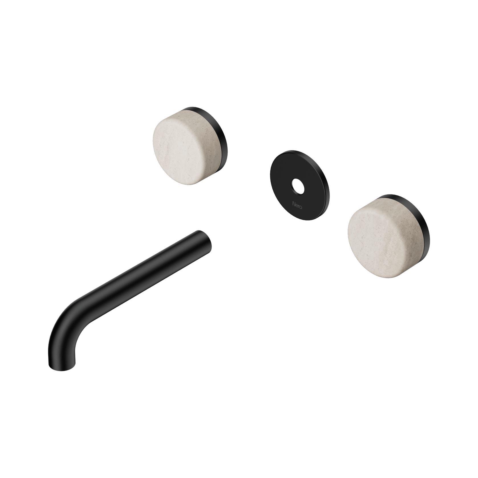 Serenity Wall Basin 160mm Spout + Rome Travertine Handle Matte Black gallery detail image