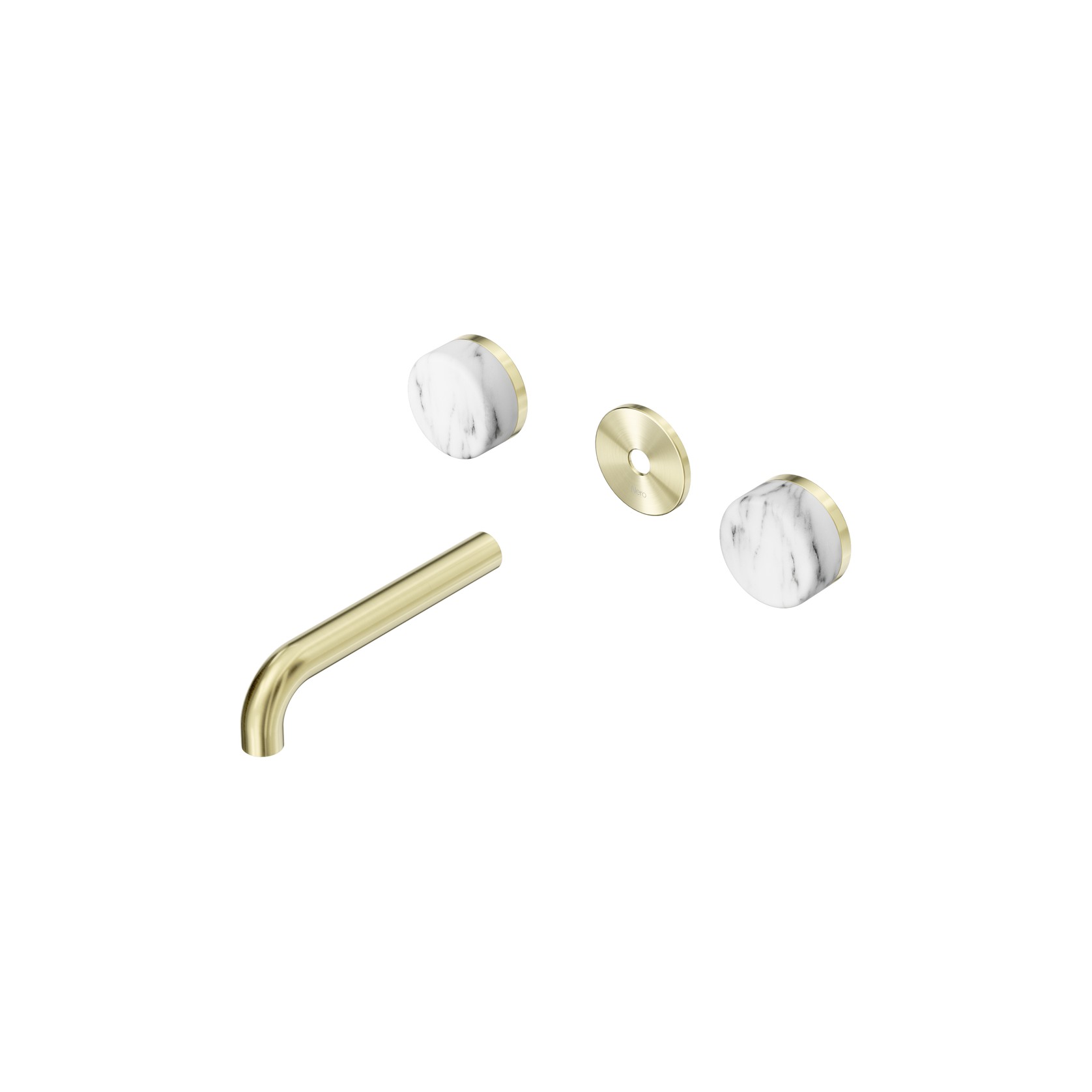Serenity Wall Basin 160mm Spout + Arabescato Corchia Handle Brushed Gold gallery detail image