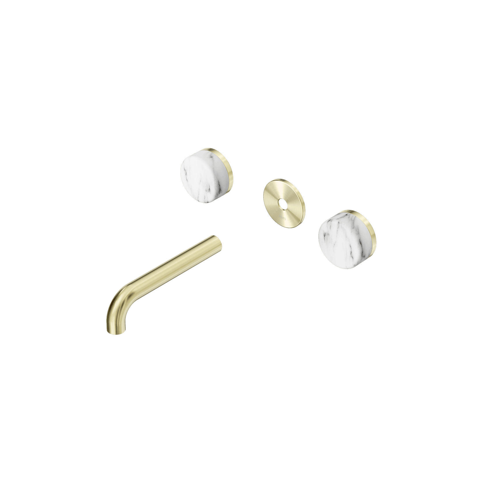 Serenity Wall Basin 160mm Spout + Arabescato Corchia Handle Brushed Gold gallery detail image