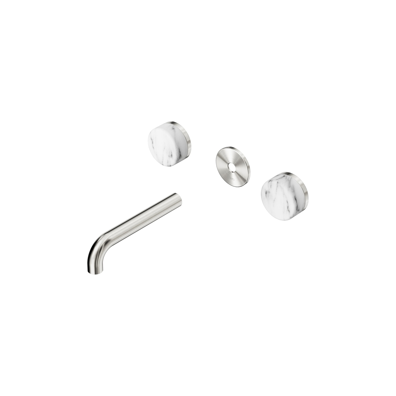 Serenity Wall Basin 160mm Spout + Arabescato Corchia Handle Brushed Nickel gallery detail image