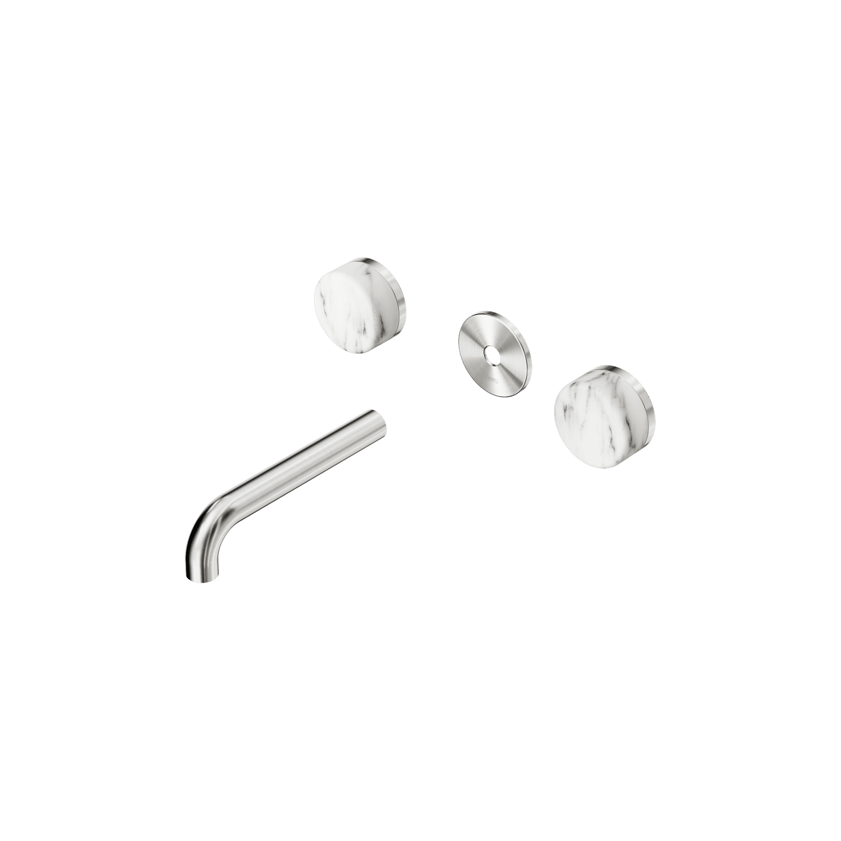 Serenity Wall Basin 160mm Spout + Arabescato Corchia Handle Brushed Nickel gallery detail image