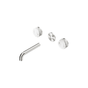 Serenity Wall Basin 160mm Spout + Arabescato Corchia Handle Brushed Nickel gallery detail image