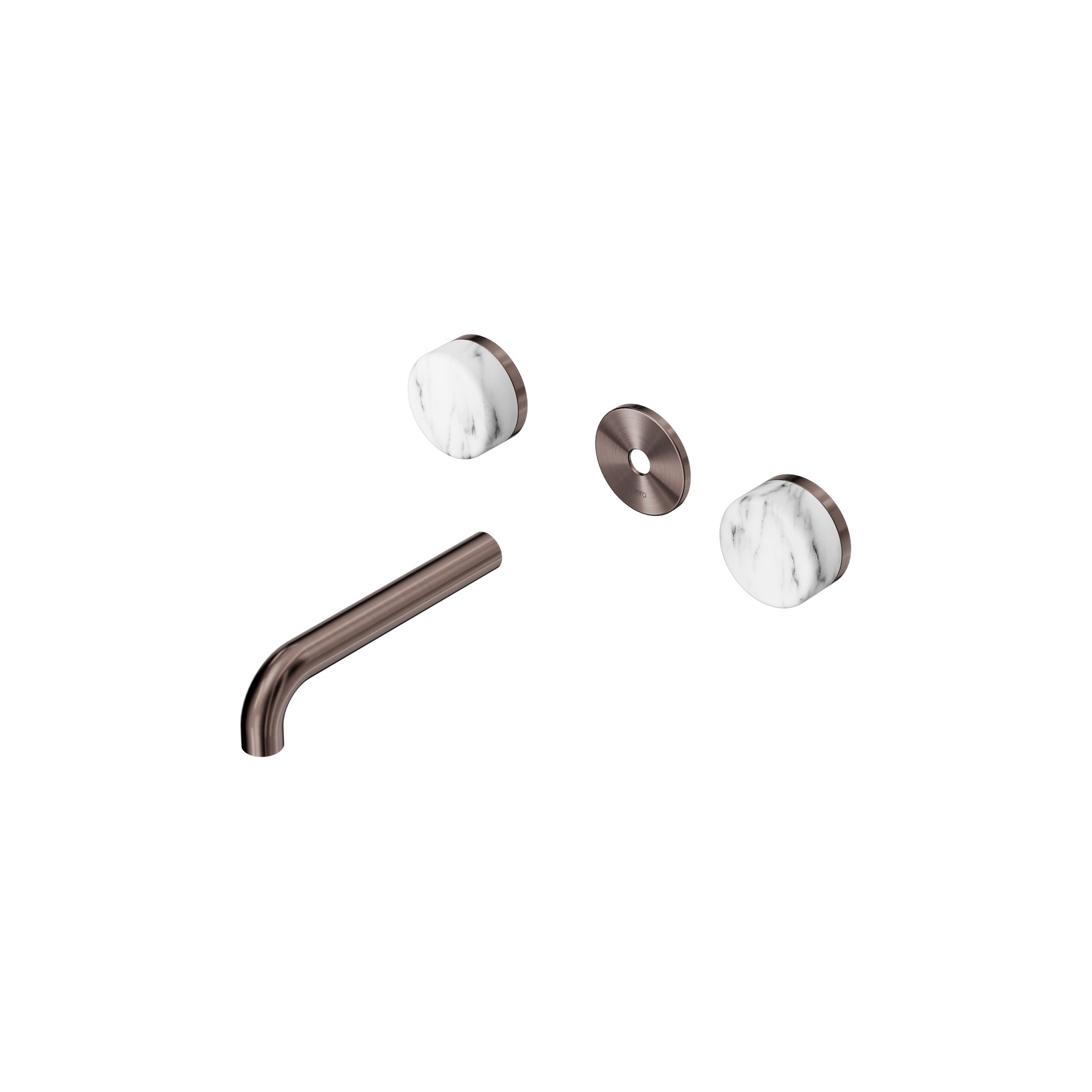 Serenity Wall Basin 160mm Spout + Arabescato Corchia Handle Brushed Bronze gallery detail image