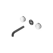 Serenity Wall Basin 160mm Spout + Arabescato Corchia Handle Gun Metal gallery detail image