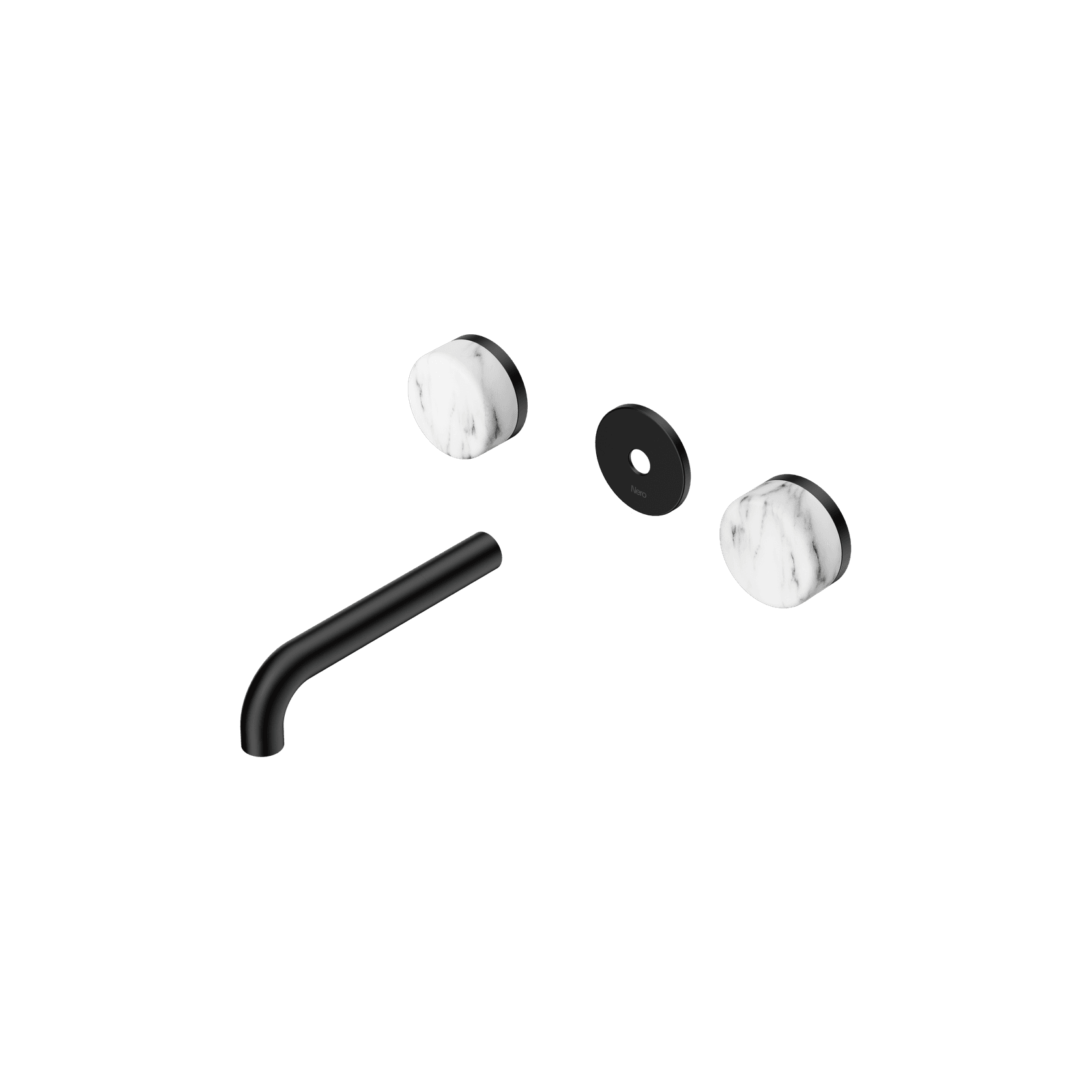 Serenity Wall Basin 160mm Spout + Arabescato Corchia Handle Matte Black gallery detail image