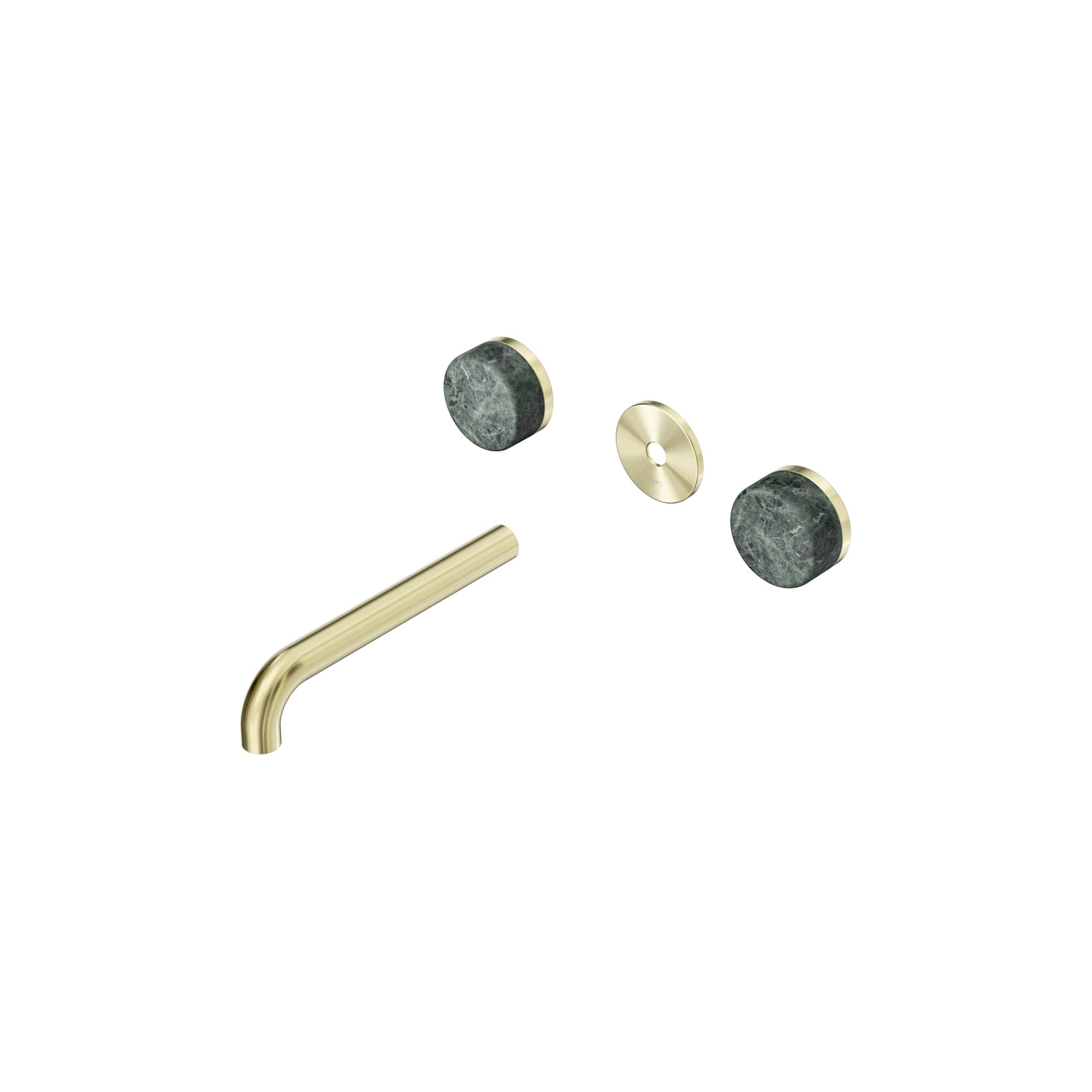 Serenity Wall Basin 185mm Spout + Verde Alpi Handle Brushed Gold gallery detail image