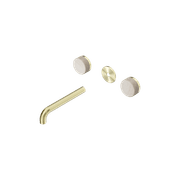 Serenity Wall Basin 185mm Spout + Rome Travertine Handle Brushed Gold gallery detail image