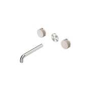 Serenity Wall Basin 185mm Spout + Rome Travertine Handle Brushed Nickel gallery detail image