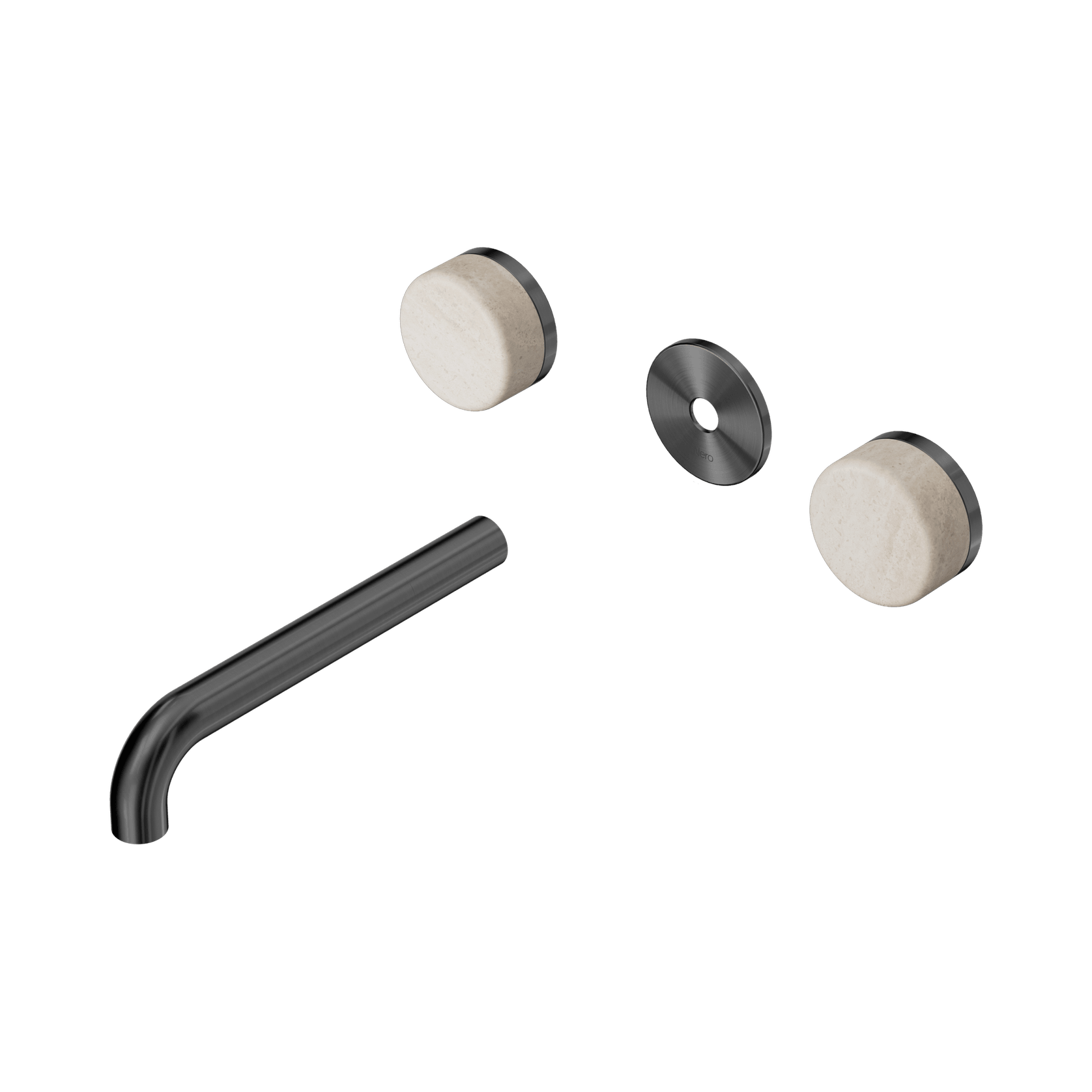 Serenity Wall Basin 185mm Spout + Rome Travertine Handle Gun Metal gallery detail image
