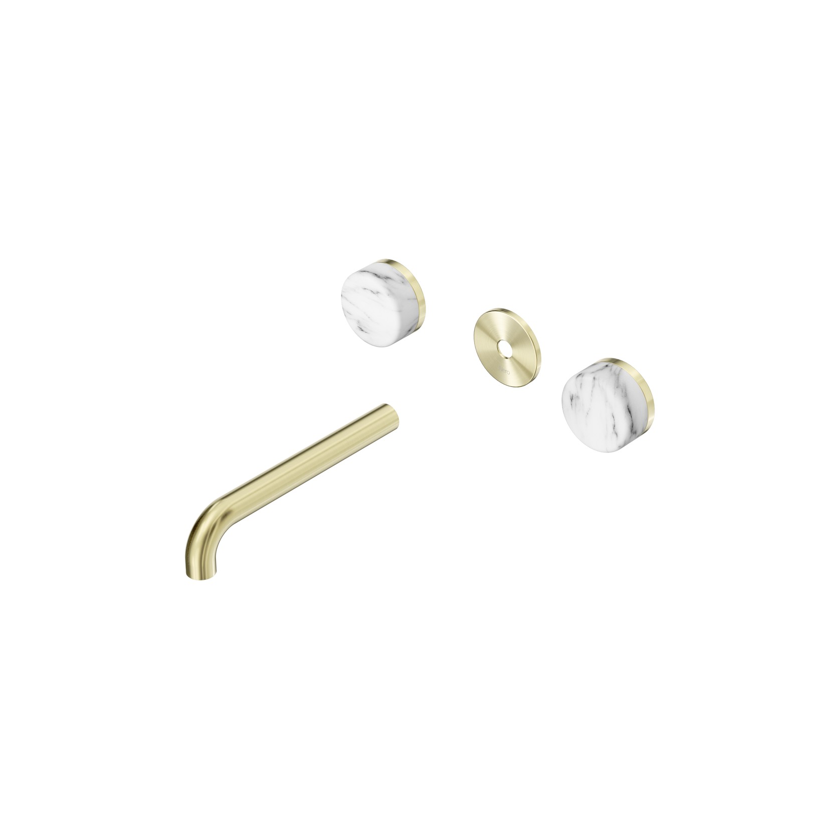 Serenity Wall Basin 185mm Spout + Arabescato Corchia Handle Brushed Gold gallery detail image