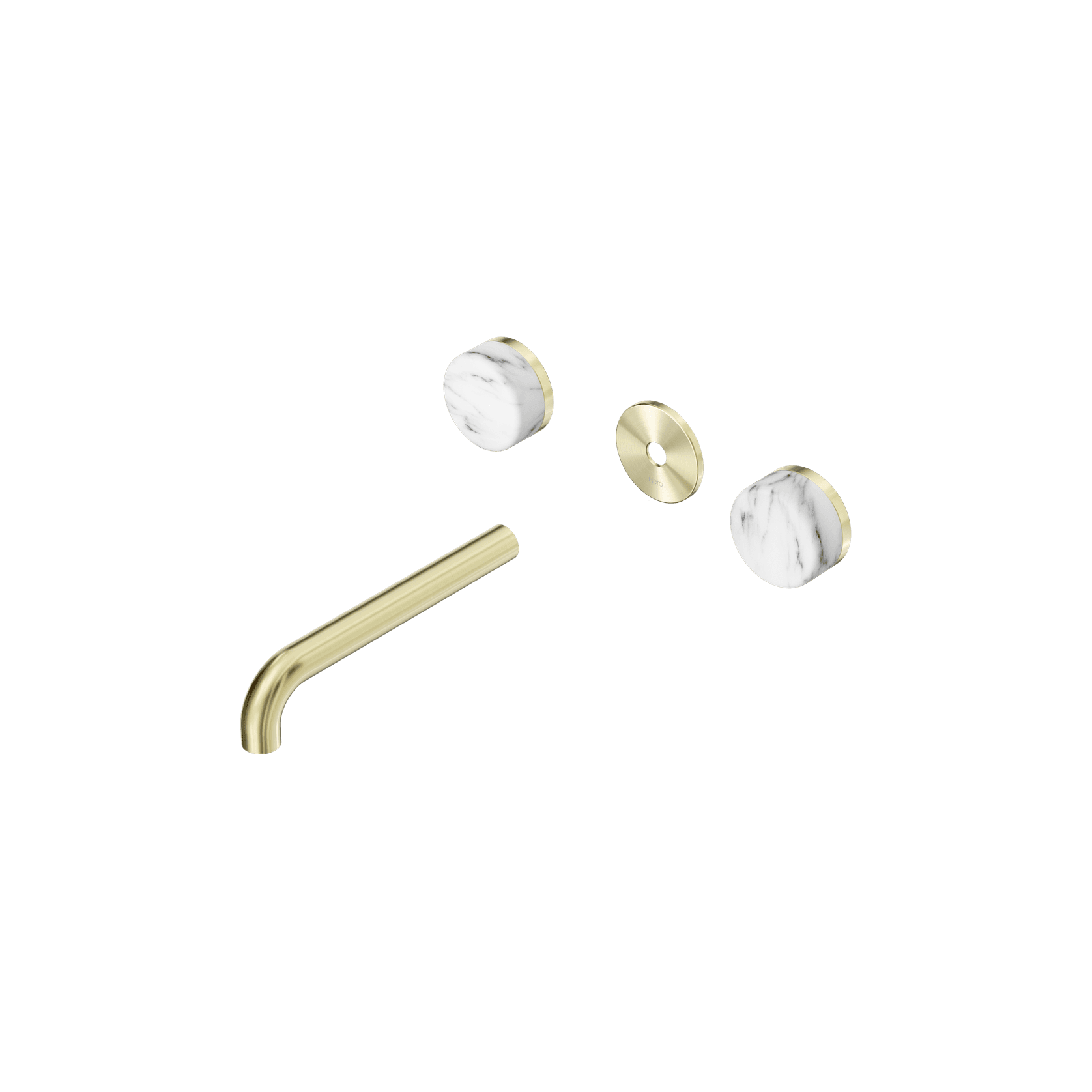 Serenity Wall Basin 185mm Spout + Arabescato Corchia Handle Brushed Gold gallery detail image