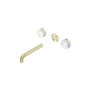 Serenity Wall Basin 185mm Spout + Arabescato Corchia Handle Brushed Gold gallery detail image