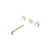 Serenity Wall Basin 185mm Spout + Arabescato Corchia Handle Brushed Gold gallery detail image